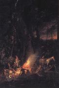 Augustus Earle A Bivouac of Travellers in Australia in a Cabbage Tree Forest,Day Break oil painting picture wholesale